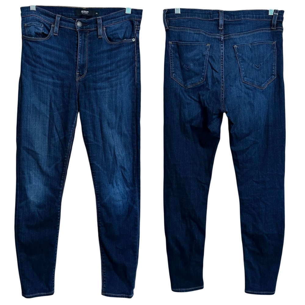 Hudson Barbara Super Skinny High Rise Stretch Dark Wash Ankle Jeans Size 28